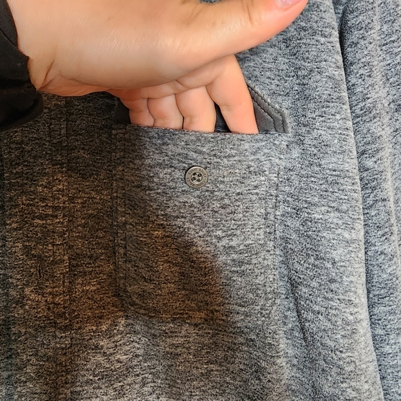 Eddie Bauer grey soft fleece long sleeve button down shirt. Men's size T2XL. - Picture 9 of 14